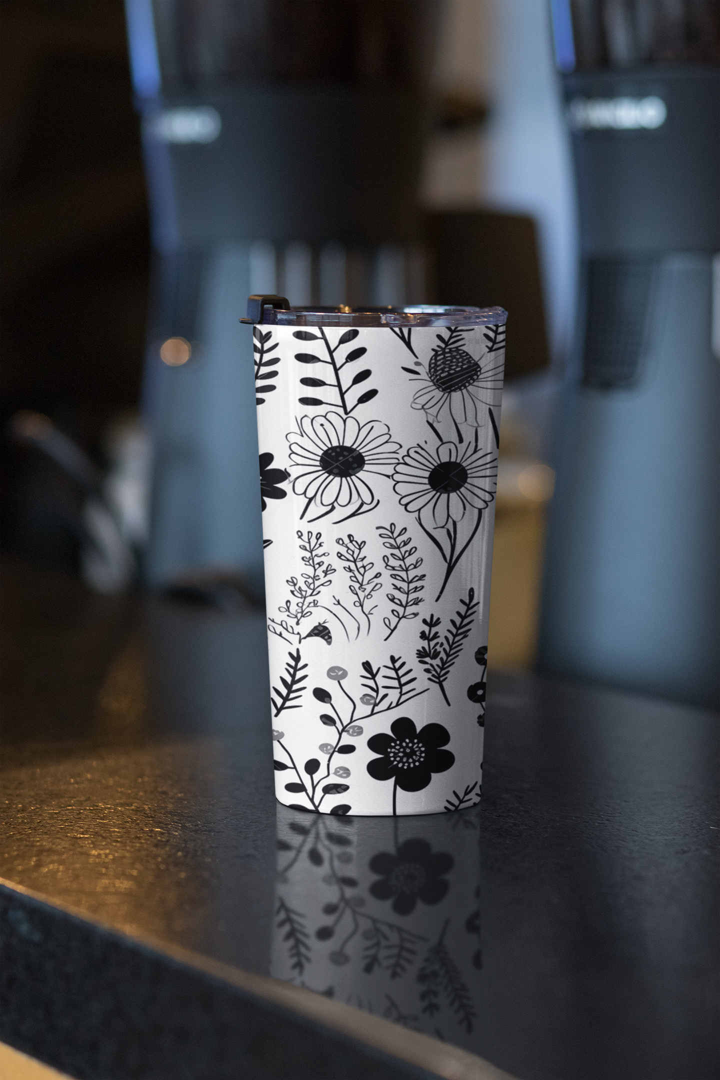 Black & White Flower Tumbler (20 oz.)