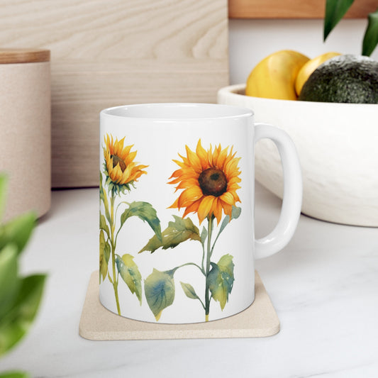 Sunflower Coffee Mug Gift for Her Travel Mug Tumbler Nature Lover Gift Sunflower Art, Rustic Charm, Joyful Mug